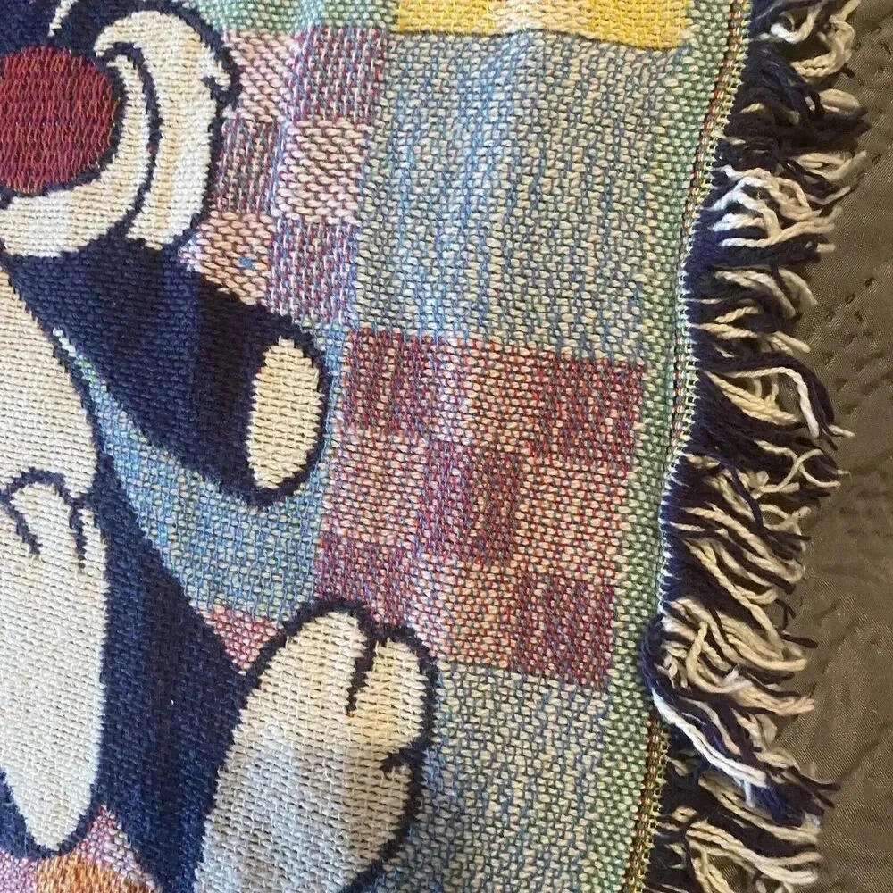 VTG 90s Baby Toddler Looney Tunes Cotton Blanket Sylvester Tweety Bird Blue Cozy